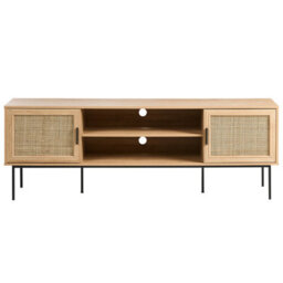 Wyld And Coco Boho Rattan 2-Door Tv Stand Brown 180 X 63 Cm With Metal Legs - thumbnail 6