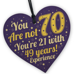 Red Ocean Fun And Sentimental 70Th Birthday Wooden Heart - Celebrate With A Touch Of Humor