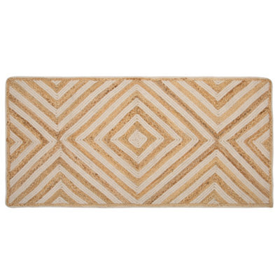 Beliani Cotton-Jute Geometric Area Rug Beige 80 X 150 Cm - Low Pile, Handwoven - image 1