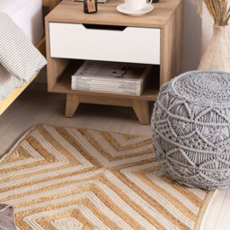 Beliani Cotton-Jute Geometric Area Rug Beige 80 X 150 Cm - Low Pile, Handwoven - thumbnail 2