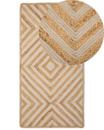 Beliani Cotton-Jute Geometric Area Rug Beige 80 X 150 Cm - Low Pile, Handwoven - thumbnail 3