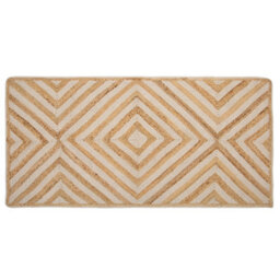 Beliani Cotton-Jute Geometric Area Rug Beige 80 X 150 Cm - Low Pile, Handwoven - thumbnail 1