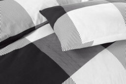 Homespace Direct Ltd Larry Checked Black King Duvet Cover Set - thumbnail 2