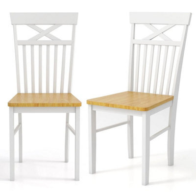 Farmhouse Dining Chair Set Of 2 Wooden Kitchen Chair W/rubber Wood Frame - image 1