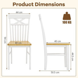 Farmhouse Dining Chair Set Of 2 Wooden Kitchen Chair W/rubber Wood Frame - thumbnail 2