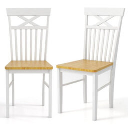 Farmhouse Dining Chair Set Of 2 Wooden Kitchen Chair W/rubber Wood Frame - thumbnail 1