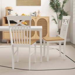 Farmhouse Dining Chair Set Of 2 Wooden Kitchen Chair W/rubber Wood Frame - thumbnail 3