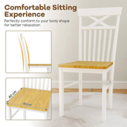 Farmhouse Dining Chair Set Of 2 Wooden Kitchen Chair W/rubber Wood Frame - thumbnail 6