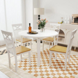 Farmhouse Dining Chair Set Of 2 Wooden Kitchen Chair W/rubber Wood Frame - thumbnail 4