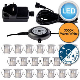 First Choice Lighting Set Of 20 - 30mm Ip67 Warm White Led Decking Kit With Photocell - thumbnail 9