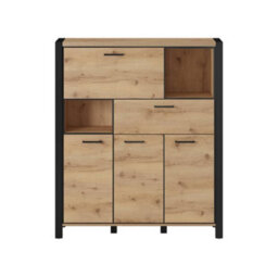 Arte Elegant Aktiv 46 Highboard Cabinet 1200mm In Oak Taurus & Black Matt - Versatile Storage Solution H1400mm D410mm - thumbnail 3