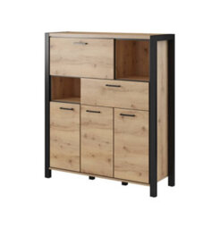 Arte Elegant Aktiv 46 Highboard Cabinet 1200mm In Oak Taurus & Black Matt - Versatile Storage Solution H1400mm D410mm