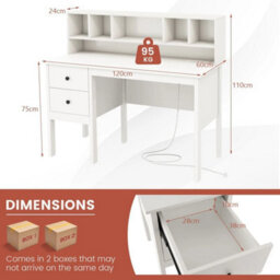 120 Cm Writing Desk Office Computer Desk With Power Outlets - thumbnail 2