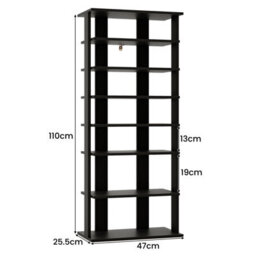 Costway 7 Tiers Double Shoe Rack Entryway Vertical Corner Shoe Stand For 14 Pairs-Black - thumbnail 2