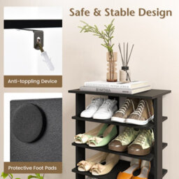 Costway 7 Tiers Double Shoe Rack Entryway Vertical Corner Shoe Stand For 14 Pairs-Black - thumbnail 6
