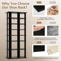 Costway 7 Tiers Double Shoe Rack Entryway Vertical Corner Shoe Stand For 14 Pairs-Black - thumbnail 7