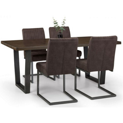 Ashfield Brooklyn Dining Table Dark Oak & 4 Charcoal Chairs - image 1