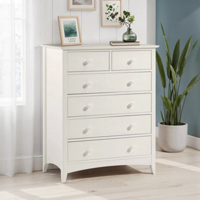 Julian Bowen Cameo 6 Drawer Chest (4+2) - Stone White - image 1