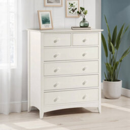 Julian Bowen Cameo 6 Drawer Chest (4+2) - Stone White - thumbnail 1