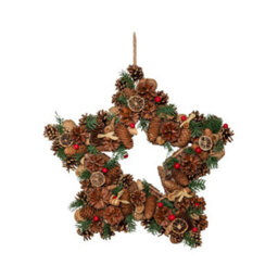Samuel Alexander 45Cm Winter Spice Star Hanging Christmas Wreath With Pine Cones Red Berries & Dried Fruit - thumbnail 9