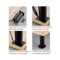 2X Adjustable Kitchen Worktop Desk Breakfast Bar Table Leg Support Black - thumbnail 8