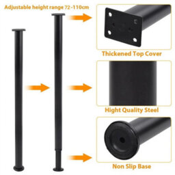 2X Adjustable Kitchen Worktop Desk Breakfast Bar Table Leg Support Black - thumbnail 3