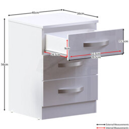 Lassic Vida Designs Hulio White 3 Drawer Bedside Cabinet (H)560mm (W)400mm (D)360mm - thumbnail 2
