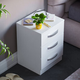 Lassic Vida Designs Hulio White 3 Drawer Bedside Cabinet (H)560mm (W)400mm (D)360mm - thumbnail 6