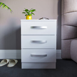 Lassic Vida Designs Hulio White 3 Drawer Bedside Cabinet (H)560mm (W)400mm (D)360mm - thumbnail 3