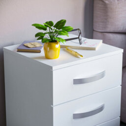 Lassic Vida Designs Hulio White 3 Drawer Bedside Cabinet (H)560mm (W)400mm (D)360mm - thumbnail 4