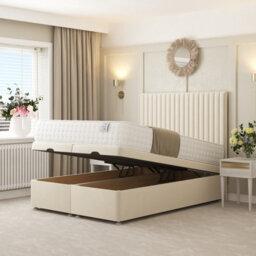 "Bed Choices Khloe Ottoman Upholstered Divan Bed With 54"" Headboard (Cream) - King"