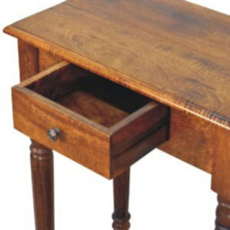 Wyld Haus Chantilly Chestnut Mango Wood Turned Leg Writing Desk - thumbnail 7