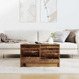 Berkfield Coffee Table With Drawers Old Wood 70.5X70X40 Cm - thumbnail 3