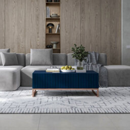 Heze Furniture Elpis Glamour Coffee Table 110 Cm - Navy Matt / Copper Frame - thumbnail 4