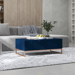Heze Furniture Elpis Glamour Coffee Table 110 Cm - Navy Matt / Copper Frame - thumbnail 3