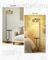 Luminexdesigns Adjustable Floor Lamp With Shelf - 152-176Cm Black Rattan Pole Light  (No Bulb) - thumbnail 5