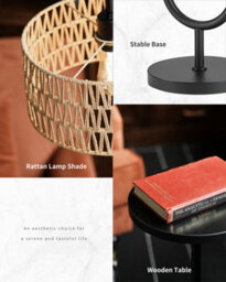 Luminexdesigns Adjustable Floor Lamp With Shelf - 152-176Cm Black Rattan Pole Light  (No Bulb) - thumbnail 7