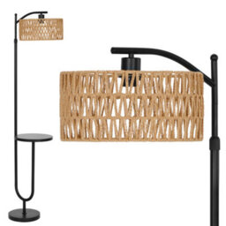 Luminexdesigns Adjustable Floor Lamp With Shelf - 152-176Cm Black Rattan Pole Light  (No Bulb) - thumbnail 6