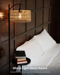 Luminexdesigns Adjustable Floor Lamp With Shelf - 152-176Cm Black Rattan Pole Light  (No Bulb) - thumbnail 2