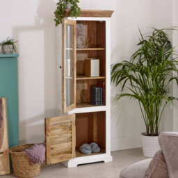 Breo Solid Mango Wood Bookcase - White - thumbnail 2