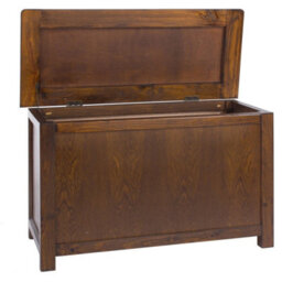 Ottoman / Toy / Blanket Box Chest For Bedroom In Dark Stained Wood - thumbnail 5