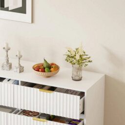 White Fluted 6 Drawer Chest Of Drawers Gold Legs 120Cm Bedroom Dresser - thumbnail 6