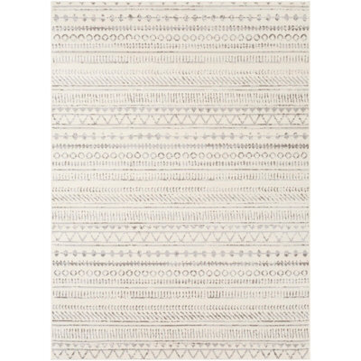 Livabliss Pisa-Geometric Grey Charcoal Off-White Living Dining Bedroom Rug 200 X 275 Cm Easy Care, Non Shedding - image 1
