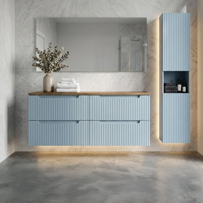 Heze Furniture Noca Bathroom Cabinet 120Cm With Worktop And Tall Unit In Baby Blue - image 1