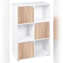 Urbn-Living White, Oak - 6-Cube Shelving Unit With Wooden Doors