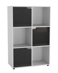 Urbn-Living White, Oak - 6-Cube Shelving Unit With Wooden Doors - thumbnail 8