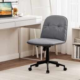 Costway Armless Home Office Desk Chair Pu Leather Swivel Task Computer Chair-Grey