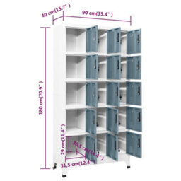 Vidaxl Locker Cabinet Light Grey And Dark Grey 90X40X180 Cm Steel - thumbnail 8