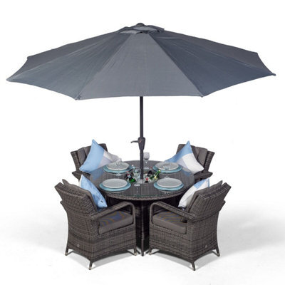 That's Furniture Arizona Round 4 Seater Patio Dining Set With Ice Bucket Drinks Cooler - Grey - image 1