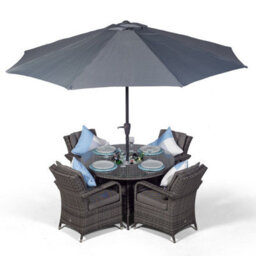 That's Furniture Arizona Round 4 Seater Patio Dining Set With Ice Bucket Drinks Cooler - Grey - thumbnail 1